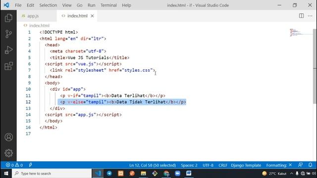 Part 12 Belajar Vue Js By Modul , Tentang Dasar Percabangan if, if else dan else if смотреть онлайн