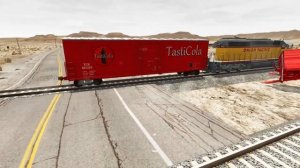 Грузовой грузовик пересекает железнодорожную линию против крушения поезда - BeamNG.Drive