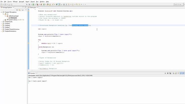 Java Exception Handling-Define Exeptions,Class Heiarchy,Exception Types, and Handling Exceptions смотреть онлайн