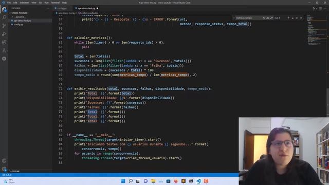 Testes de Carga em APIs com Python (FINAL): Thread para cálculo e exibição das métricas do teste смотреть онлайн