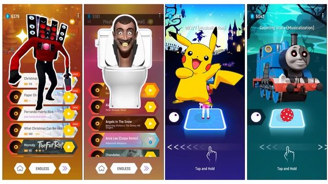 Speaker Man vs Skibidi Toilet vs Pika Pikachu vs Thomas The Train - Tiles Hop смотреть онлайн