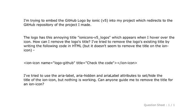 HTML : How to override the title "ionicons-v5_logos" when I hover over the github-logo provided by смотреть онлайн
