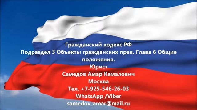 ГК РФ. Подраздел 3 Объекты гражданских прав. Глава 6 Общие положения. смотреть онлайн