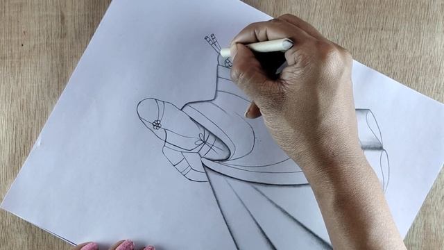 How To Draw A Traditional Girl With Dandiya Dance || Dancing Traditional Girl Drawing | Girl Drawin