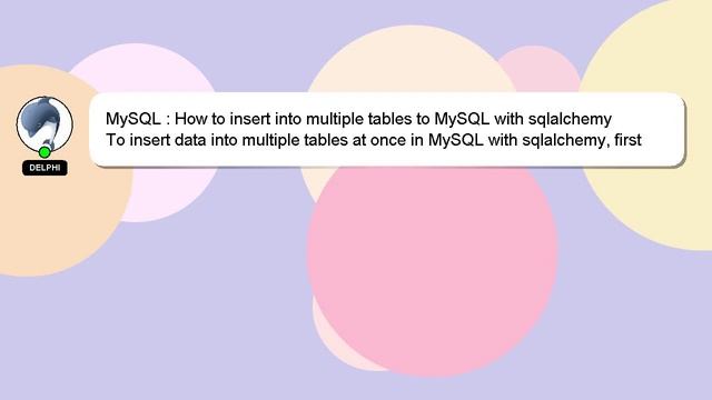 MySQL : How to insert into multiple tables to MySQL with sqlalchemy смотреть онлайн