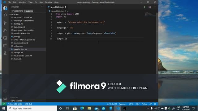 how to creat a text to speech with python in visual studio code смотреть онлайн