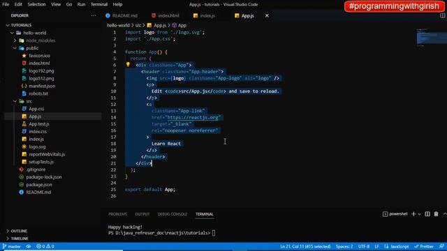 2. React : Simple Hello World in Visual Studio смотреть онлайн