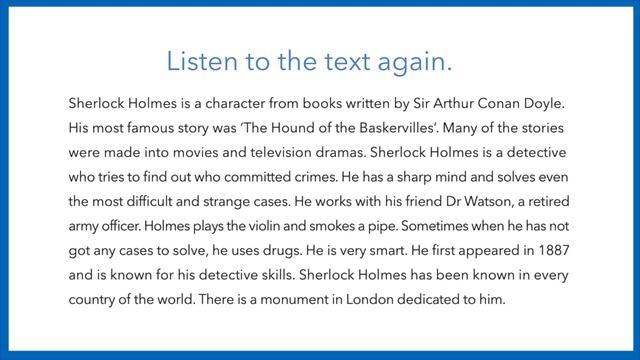 ОГЭ / ЕГЭ Speaking task 1 - read aloud. Sherlock Holmes. Шерлок Холмс смотреть онлайн