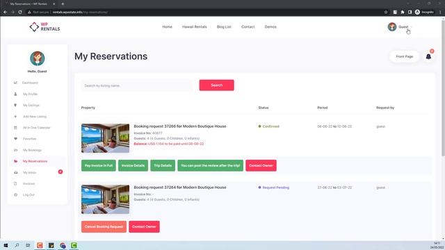 How to manage booking requests as owner and renter in WpRentals - Part 2 смотреть онлайн