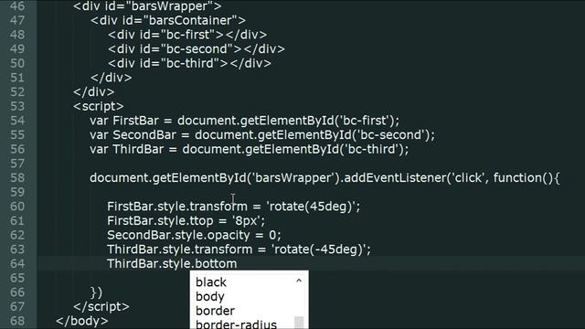 Changing hamburger icon to cross icon смотреть онлайн