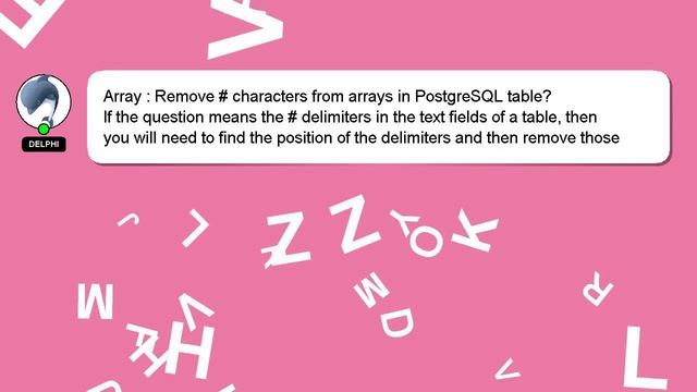Array : Remove # characters from arrays in PostgreSQL table? смотреть онлайн