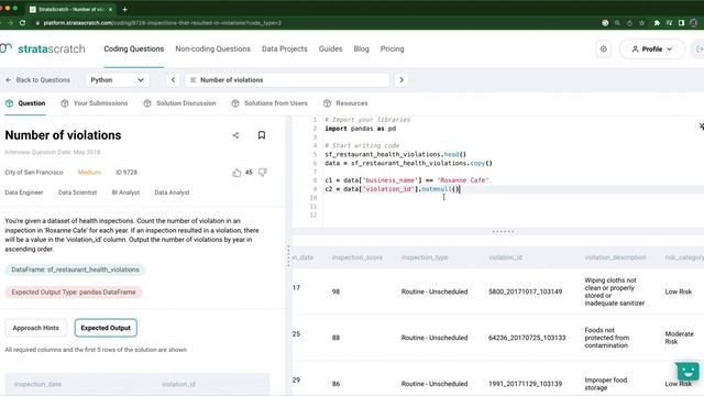 Data Science Interview Question - Number of Violations (Python Pandas) смотреть онлайн