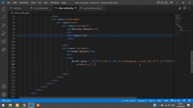 PHP Ecom Part 28: How to display Order Details in PHP ecommerce | Order History and order status смотреть онлайн
