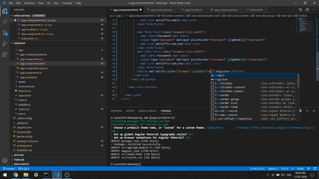 Login Register Angular 9 with Angular Material Design 4/4 смотреть онлайн