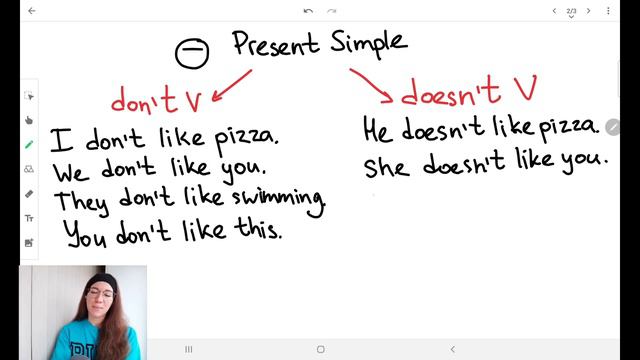 Отрицательные предложения в Present Simple с обычным глаголом смотреть онлайн