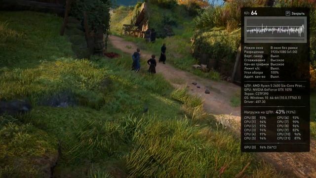Assassin's Creed Valhalla тест GTX1070 + Ryzen 5 2600 смотреть онлайн