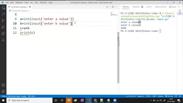 Dynamic Input Through Keyboard in Python | Python By Surendra смотреть онлайн