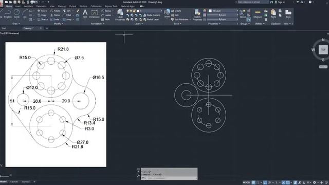 AutoCAD Tutorial-19 2D Mechanical Drawings || command with assignment 29C #autocad #29C смотреть онлайн