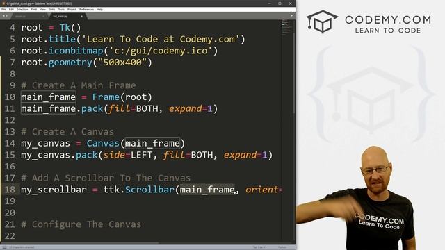 Adding a Full Screen ScrollBar - Python Tkinter GUI Tutorial #96 смотреть онлайн
