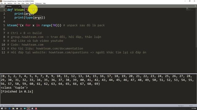 [Khóa học lập trình Python cơ bản] - Bài 30: Function trong Python - Packing và unpacking | HowKtea смотреть онлайн