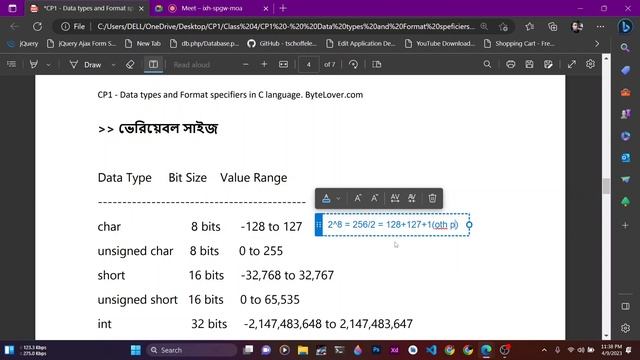 CP101A - 2023/04/08: Data types and Format specifiers in C laguage смотреть онлайн