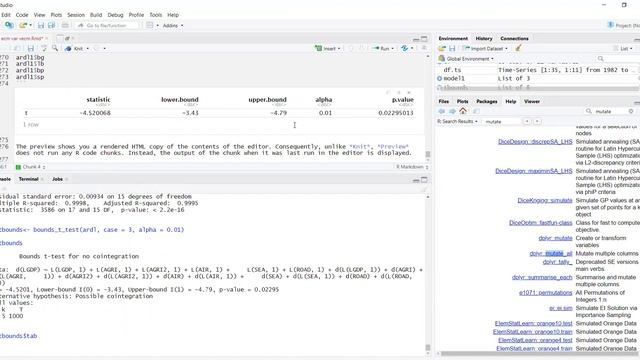 R Studio: Pesaran ARDL Cointegrating Bounds Model for Mixed Order Variables смотреть онлайн