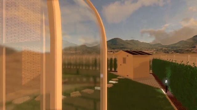 bsgn Piccolo giardino con casetta di legno, ripostiglio e veranda con Illuminazione a led смотреть онлайн