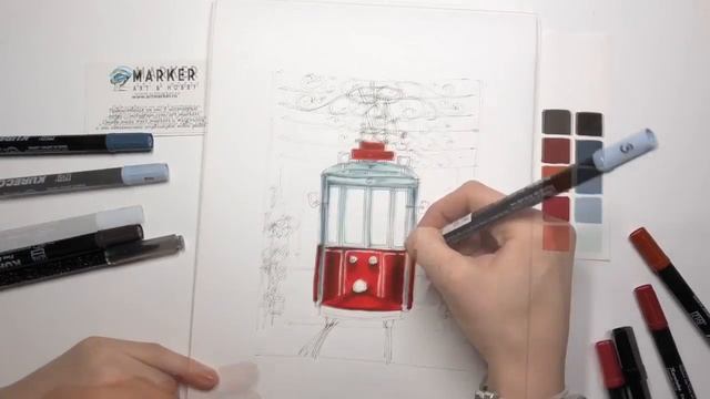 Как нарисовать трамвай - Скетчинг спиртовыми маркерами / Marker art&hobby смотреть онлайн