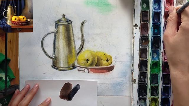 Как научиться рисовать акварелью. Теплохолодность в натюрмортах. смотреть онлайн