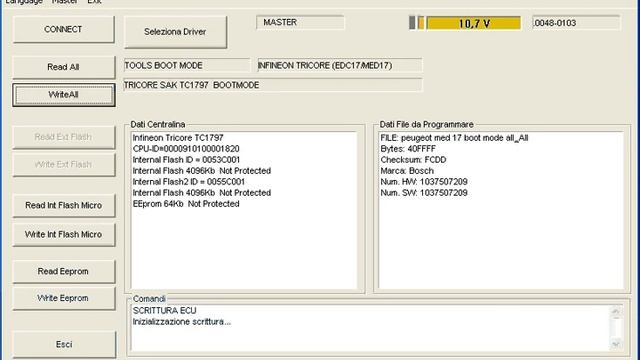 AES Universal Flasher - PSA MED17 - Tricore Boot Write Test