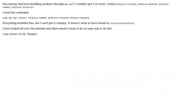 Ubuntu: Netdisco for Ubuntu server