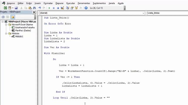Macro Excel VBA para Extrair LISTA ÚNICA Automaticamente смотреть онлайн