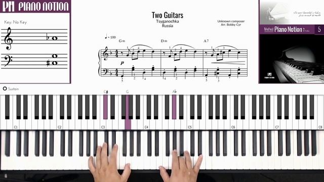Two Guitars | Tsyganochka (Sheet Music - Piano Solo Tutorial - Piano Notion Method Book 5) смотреть онлайн
