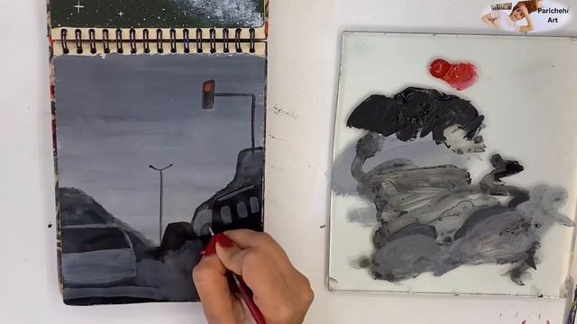 Rainy day painting | acrylic painting | step by step смотреть онлайн