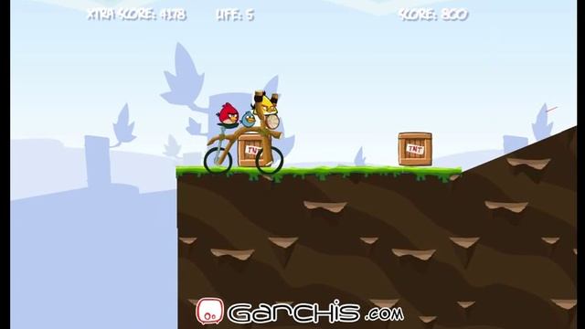 Злые птицы используют велосипед Игра онлайн. Angry birds used bike online game Level 2 смотреть онлайн