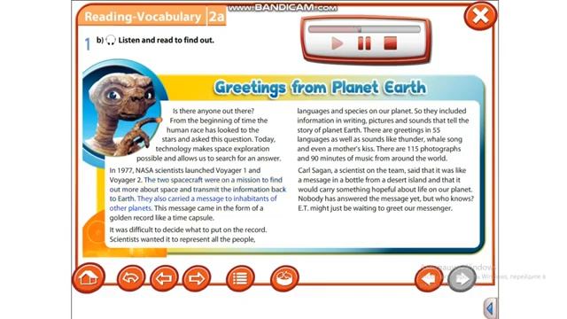 Excel 7 Module2 p18 ex1 the text Greetings from planet Earth смотреть онлайн