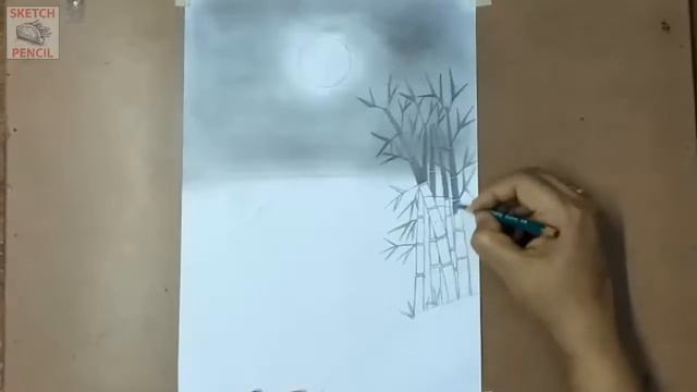 How To Draw Moonlight Riverside Scenery, Night Sky Pencil Drawing, How To Draw A Moonlight Tree смотреть онлайн
