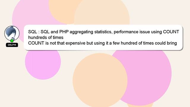 SQL : SQL and PHP aggregating statistics, performance issue using COUNT hundreds of times смотреть онлайн