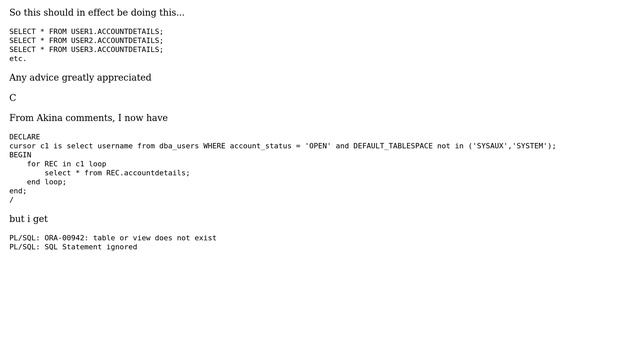 Oracle - Apply SQL to all schema in database смотреть онлайн