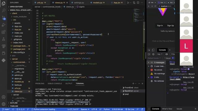 Sign In & Sign Out (React/Django/PostgreSQL) смотреть онлайн