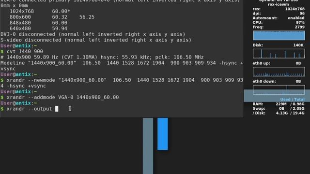 как настроить пользовательское разрешение для antix linux (custom resolution for linux antix) смотреть онлайн