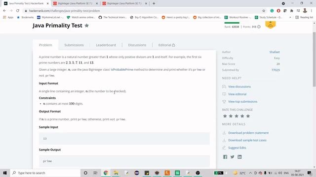 HackerRank | Java | Primality Test | Certification | Gold Badge смотреть онлайн