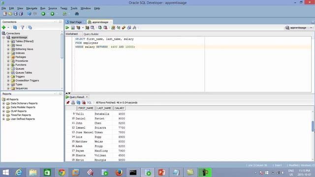 Administration de base de données Oracle 6 L'opérateur BETWEEN смотреть онлайн