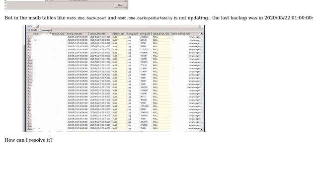 Databases: MSDB - Backup information is not updating смотреть онлайн