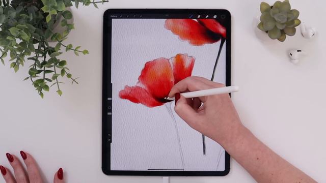 Painting Watercolor Poppies in Procreate смотреть онлайн