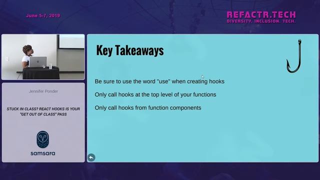 Refactr2019 - Stuck in Class? React Hooks is Your "Get Out of Class" Pass - Jennifer Ponder смотреть онлайн
