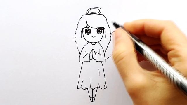 Как нарисовать милого Ангела. Drawing and coloring a cute Angel for kids. Простые рисунки #217 смотреть онлайн