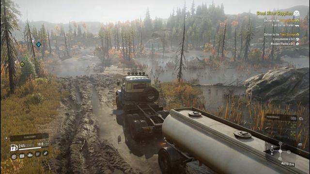 Tayga 6436 - Deliver fuel carrier trailer to the town storage - Snowrunner | Gamesir T4 смотреть онлайн