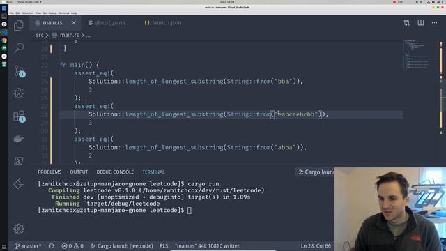 Leetcode Problem 3 in Rust - Longest Substring Without Repeating Characters - 0ms, 2.1MB смотреть онлайн