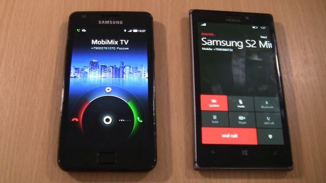 Incoming call & Outgoing call at the Same Time Samsung Galaxy s2 Miui+Nokia Lumia 925 смотреть онлайн